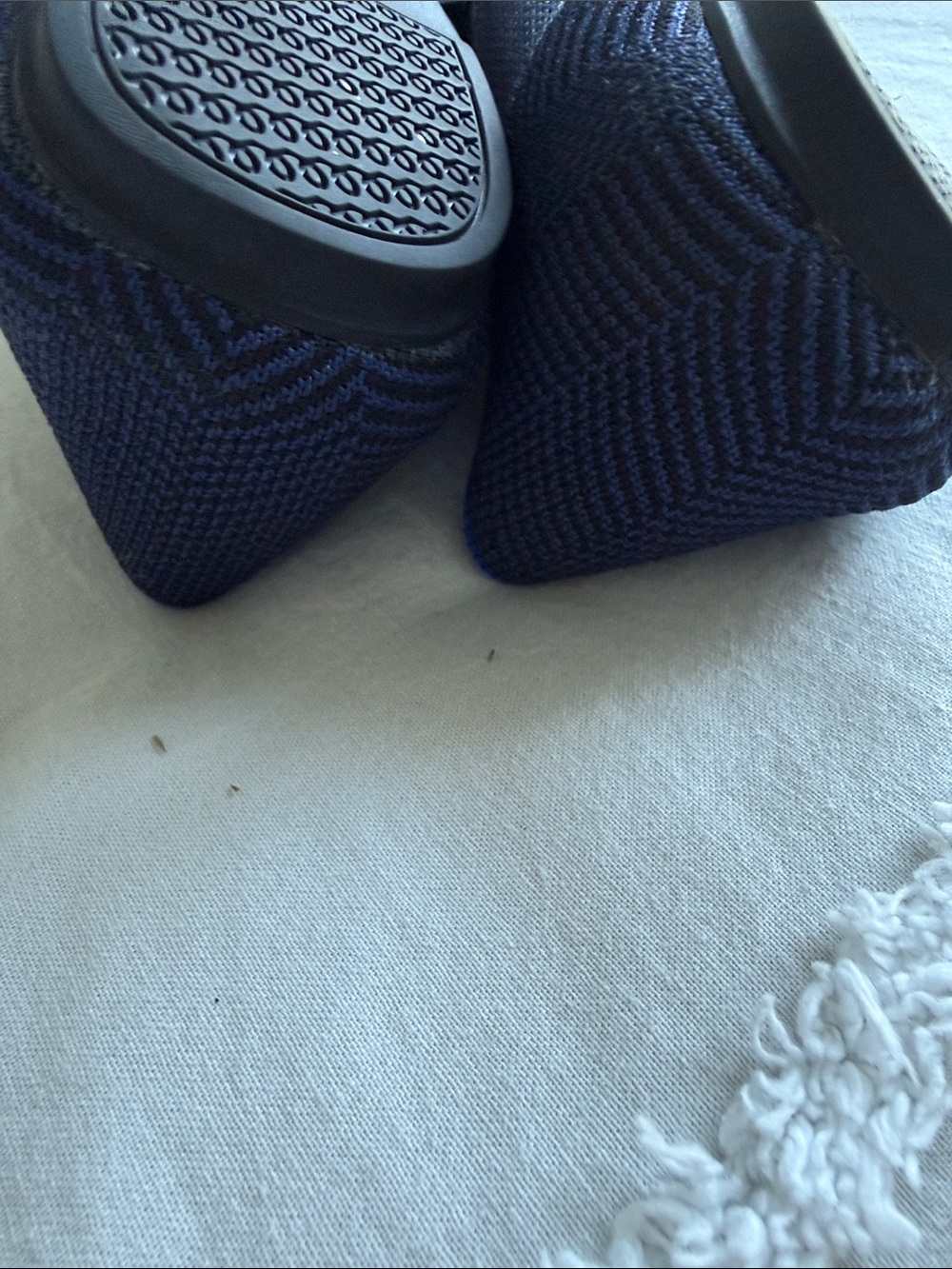 Rothy's Navy Chevron Round Toe Ballet Flats - Picture 3 of 4